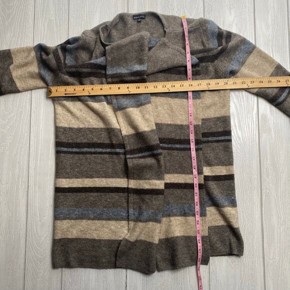 Rebecca Elliot Women's Brown Tan Blue Striped Waterfall Cardigan Size Large - Picture 4 of 9